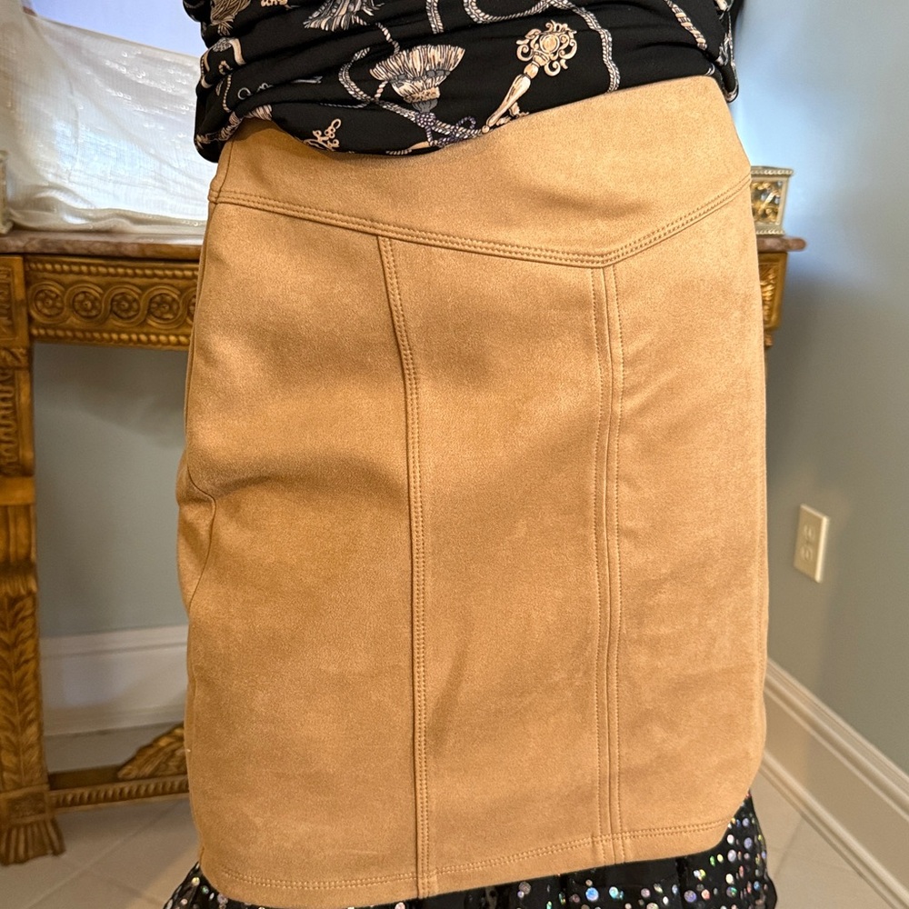 White House Black Market Tan Pencil Mini Skirt